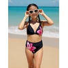 image:imageRoseSeek Girls 2 Piece Graphic Starfish Bathing Suit Halter Triangle Swimsuit Cute Beachwear Bikini SetsBlack and Pink