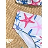 image:imageRoseSeek Girls 2 Piece Graphic Starfish Bathing Suit Halter Triangle Swimsuit Cute Beachwear Bikini SetsBlue and Red