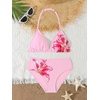 image:imageRoseSeek Girls 2 Piece Graphic Starfish Bathing Suit Halter Triangle Swimsuit Cute Beachwear Bikini SetsFloral Pink