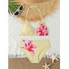 image:imageRoseSeek Girls 2 Piece Graphic Starfish Bathing Suit Halter Triangle Swimsuit Cute Beachwear Bikini SetsFloral Yellow