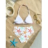 image:imageRoseSeek Girls 2 Piece Graphic Starfish Bathing Suit Halter Triangle Swimsuit Cute Beachwear Bikini SetsGreen and Yellow
