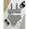image:imageRoseSeek Girls 2 Piece Padded Bathing Suit Wireless Starfish Swimsuit Spaghetti Strap Vacation Beachwear SetBlack and White