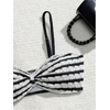 image:imageRoseSeek Girls 2 Piece Padded Bathing Suit Wireless Starfish Swimsuit Spaghetti Strap Vacation Beachwear SetBlack and White