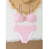image:imageRoseSeek Girls 2 Piece Padded Bathing Suit Wireless Starfish Swimsuit Spaghetti Strap Vacation Beachwear SetLight Pink Print
