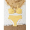 image:imageRoseSeek Girls 2 Piece Padded Bathing Suit Wireless Starfish Swimsuit Spaghetti Strap Vacation Beachwear SetMustard Yellow
