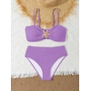 image:imageRoseSeek Girls 2 Piece Padded Bathing Suit Wireless Starfish Swimsuit Spaghetti Strap Vacation Beachwear SetPurple