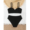 image:imageRoseSeek Girls 2 Piece Padded Bathing Suit Wireless Starfish Swimsuit Spaghetti Strap Vacation Beachwear SetSolid Black