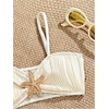 image:imageRoseSeek Girls 2 Piece Starfish Swimsuit Padded Bathing Suit Textured Spaghetti Strap Bikini SwimsuitBeige