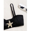 image:imageRoseSeek Girls 2 Piece Starfish Swimsuit Padded Bathing Suit Textured Spaghetti Strap Bikini SwimsuitBlack