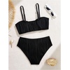 image:imageRoseSeek Girls 2 Piece Starfish Swimsuit Padded Bathing Suit Textured Spaghetti Strap Bikini SwimsuitBlack