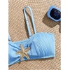 image:imageRoseSeek Girls 2 Piece Starfish Swimsuit Padded Bathing Suit Textured Spaghetti Strap Bikini SwimsuitBlue