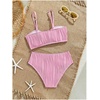 image:imageRoseSeek Girls 2 Piece Starfish Swimsuit Padded Bathing Suit Textured Spaghetti Strap Bikini SwimsuitPink