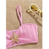 image:imageRoseSeek Girls 2 Piece Starfish Swimsuit Padded Bathing Suit Textured Spaghetti Strap Bikini SwimsuitPink