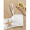 image:imageRoseSeek Girls 2 Piece Starfish Swimsuit Padded Bathing Suit Textured Spaghetti Strap Bikini SwimsuitPure White