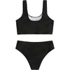 image:imageRoseSeek Girls 2 Piece Striped Bowknot Swimsuit Set Wireless Cute Bathing Suit Summer Beachwear Bikini SetsBlack