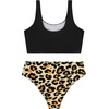 image:imageRoseSeek Girls 2 Piece Striped Bowknot Swimsuit Set Wireless Cute Bathing Suit Summer Beachwear Bikini SetsBlack and Cheetah