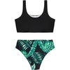 image:imageRoseSeek Girls 2 Piece Striped Bowknot Swimsuit Set Wireless Cute Bathing Suit Summer Beachwear Bikini SetsBlack and Green