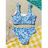 image:imageRoseSeek Girls 2 Piece Striped Bowknot Swimsuit Set Wireless Cute Bathing Suit Summer Beachwear Bikini SetsBow Blue and White
