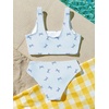 image:imageRoseSeek Girls 2 Piece Striped Bowknot Swimsuit Set Wireless Cute Bathing Suit Summer Beachwear Bikini SetsBowknot Blue White