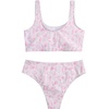 image:imageRoseSeek Girls 2 Piece Striped Bowknot Swimsuit Set Wireless Cute Bathing Suit Summer Beachwear Bikini SetsBright Pink