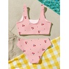 image:imageRoseSeek Girls 2 Piece Striped Bowknot Swimsuit Set Wireless Cute Bathing Suit Summer Beachwear Bikini SetsCherry Light Pink