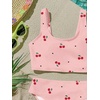 image:imageRoseSeek Girls 2 Piece Striped Bowknot Swimsuit Set Wireless Cute Bathing Suit Summer Beachwear Bikini SetsCherry Light Pink