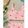 image:imageRoseSeek Girls 2 Piece Striped Bowknot Swimsuit Set Wireless Cute Bathing Suit Summer Beachwear Bikini SetsCherry Red Pink