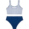 image:imageRoseSeek Girls 2 Piece Striped Bowknot Swimsuit Set Wireless Cute Bathing Suit Summer Beachwear Bikini SetsDeep Blue White