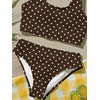 image:imageRoseSeek Girls 2 Piece Striped Bowknot Swimsuit Set Wireless Cute Bathing Suit Summer Beachwear Bikini SetsDots Yellow Brown
