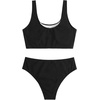 image:imageRoseSeek Girls 2 Piece Striped Bowknot Swimsuit Set Wireless Cute Bathing Suit Summer Beachwear Bikini SetsFloral Black