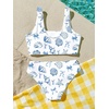 image:imageRoseSeek Girls 2 Piece Striped Bowknot Swimsuit Set Wireless Cute Bathing Suit Summer Beachwear Bikini SetsLight Blue and White