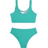 image:imageRoseSeek Girls 2 Piece Striped Bowknot Swimsuit Set Wireless Cute Bathing Suit Summer Beachwear Bikini SetsMint Green