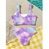 image:imageRoseSeek Girls 2 Piece Striped Bowknot Swimsuit Set Wireless Cute Bathing Suit Summer Beachwear Bikini SetsMulti Purple