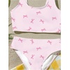 image:imageRoseSeek Girls 2 Piece Striped Bowknot Swimsuit Set Wireless Cute Bathing Suit Summer Beachwear Bikini SetsPink