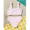 image:imageRoseSeek Girls 2 Piece Striped Bowknot Swimsuit Set Wireless Cute Bathing Suit Summer Beachwear Bikini SetsPink
