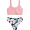 image:imageRoseSeek Girls 2 Piece Striped Bowknot Swimsuit Set Wireless Cute Bathing Suit Summer Beachwear Bikini SetsPink and Green