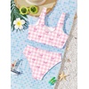 image:imageRoseSeek Girls 2 Piece Striped Bowknot Swimsuit Set Wireless Cute Bathing Suit Summer Beachwear Bikini SetsPlaid Pink