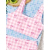 image:imageRoseSeek Girls 2 Piece Striped Bowknot Swimsuit Set Wireless Cute Bathing Suit Summer Beachwear Bikini SetsPlaid Pink