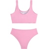 image:imageRoseSeek Girls 2 Piece Striped Bowknot Swimsuit Set Wireless Cute Bathing Suit Summer Beachwear Bikini SetsPure Pink