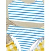 image:imageRoseSeek Girls 2 Piece Striped Bowknot Swimsuit Set Wireless Cute Bathing Suit Summer Beachwear Bikini SetsStriped Blue and White