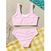 image:imageRoseSeek Girls 2 Piece Striped Bowknot Swimsuit Set Wireless Cute Bathing Suit Summer Beachwear Bikini SetsStriped Pink and White
