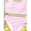 image:imageRoseSeek Girls 2 Piece Striped Bowknot Swimsuit Set Wireless Cute Bathing Suit Summer Beachwear Bikini SetsStriped Pink and White