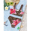 image:imageRoseSeek Girls 2 Piece Swimsuit Bikini Set Floral Cheetah High Cut Bikini Bottoms for Teens Beach SwimwearBrown