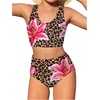 image:imageRoseSeek Girls 2 Piece Swimsuit Bikini Set Floral Cheetah High Cut Bikini Bottoms for Teens Beach SwimwearBrown