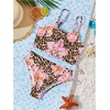 image:imageRoseSeek Girls 2 Piece Swimsuit Floral Cheetah Adjustable Straps High Cut Bikini Set Beach SwimwearMulticolor