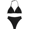 image:imageRoseSeek Girls 2 Piece Swimsuits Floral Gingham Halter Triangle Wireless Bikini Bathing SuitBlack