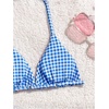 image:imageRoseSeek Girls 2 Piece Swimsuits Floral Gingham Halter Triangle Wireless Bikini Bathing SuitBlue