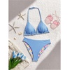 image:imageRoseSeek Girls 2 Piece Swimsuits Floral Gingham Halter Triangle Wireless Bikini Bathing SuitBlue