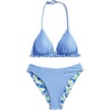 image:imageRoseSeek Girls 2 Piece Swimsuits Floral Gingham Halter Triangle Wireless Bikini Bathing SuitGreen