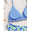 image:imageRoseSeek Girls 2 Piece Swimsuits Floral Gingham Halter Triangle Wireless Bikini Bathing SuitGreen